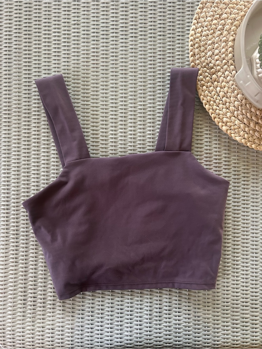 Women’s Square Neck Crop Tank Top — Deep Plum